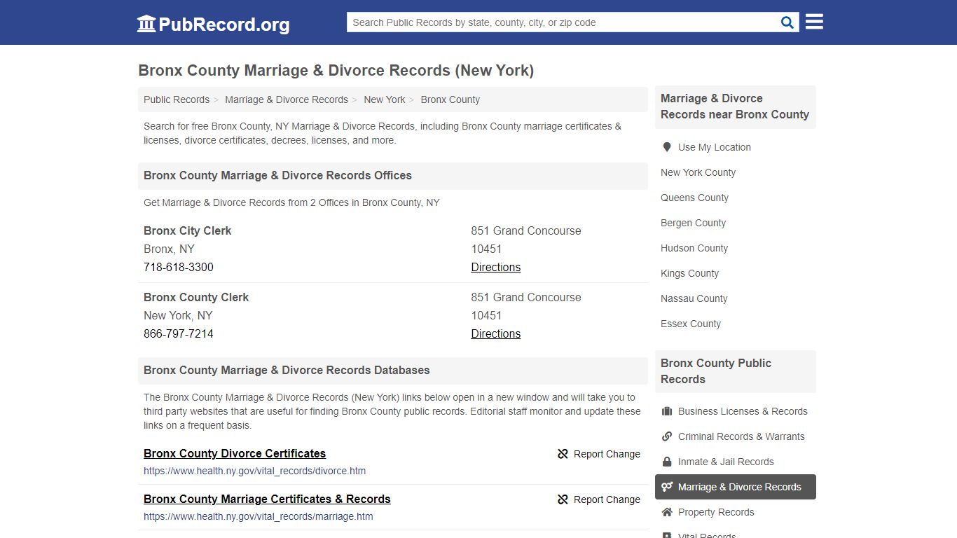 Bronx County Marriage & Divorce Records (New York)